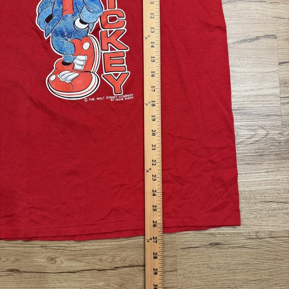 Vintage 80's‎ Walt Disney Mickey Mouse Velva Sheen Florida Red Shirt Size XL